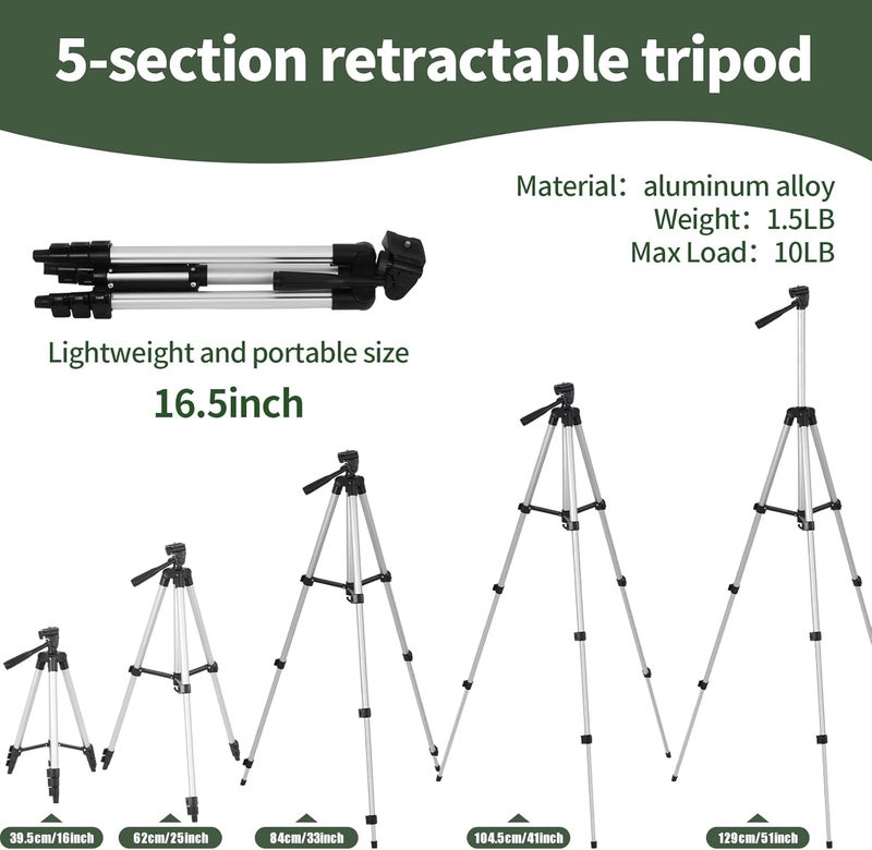 NWDEY 25-75X60 Spotting Scope with 51in Tripod, Spotting Scope for Target Shooting, Hunting & Bird Watching, Low Light Vision, Phone Adapter, Carry Bag, BAK4 Prism, FMC Lens, Waterproof (ArmyGreen) - Image 4